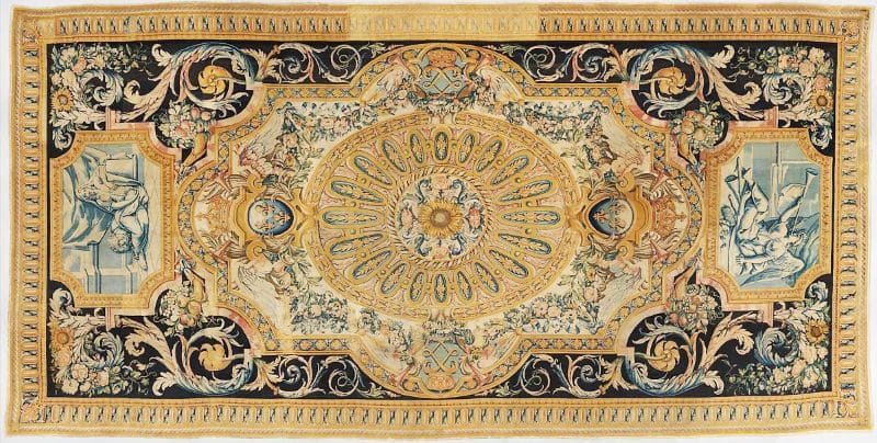 "فرش با نماد شهرت و استواری"، یک فرش ساونری مربوط به سال&zwnj;های ۱۶۶۸-۱۶۸۵ در موزه متروپولیتن.